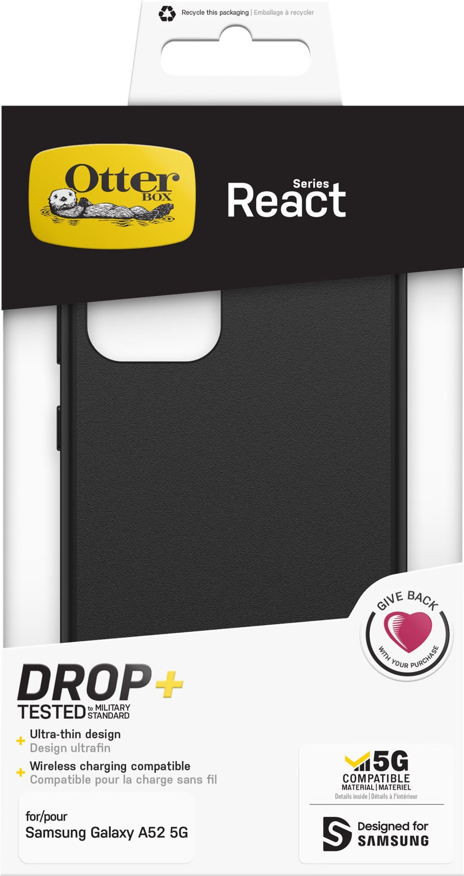 Otterbox React Samsung Galaxy A52s / A52 Back Cover Zwart